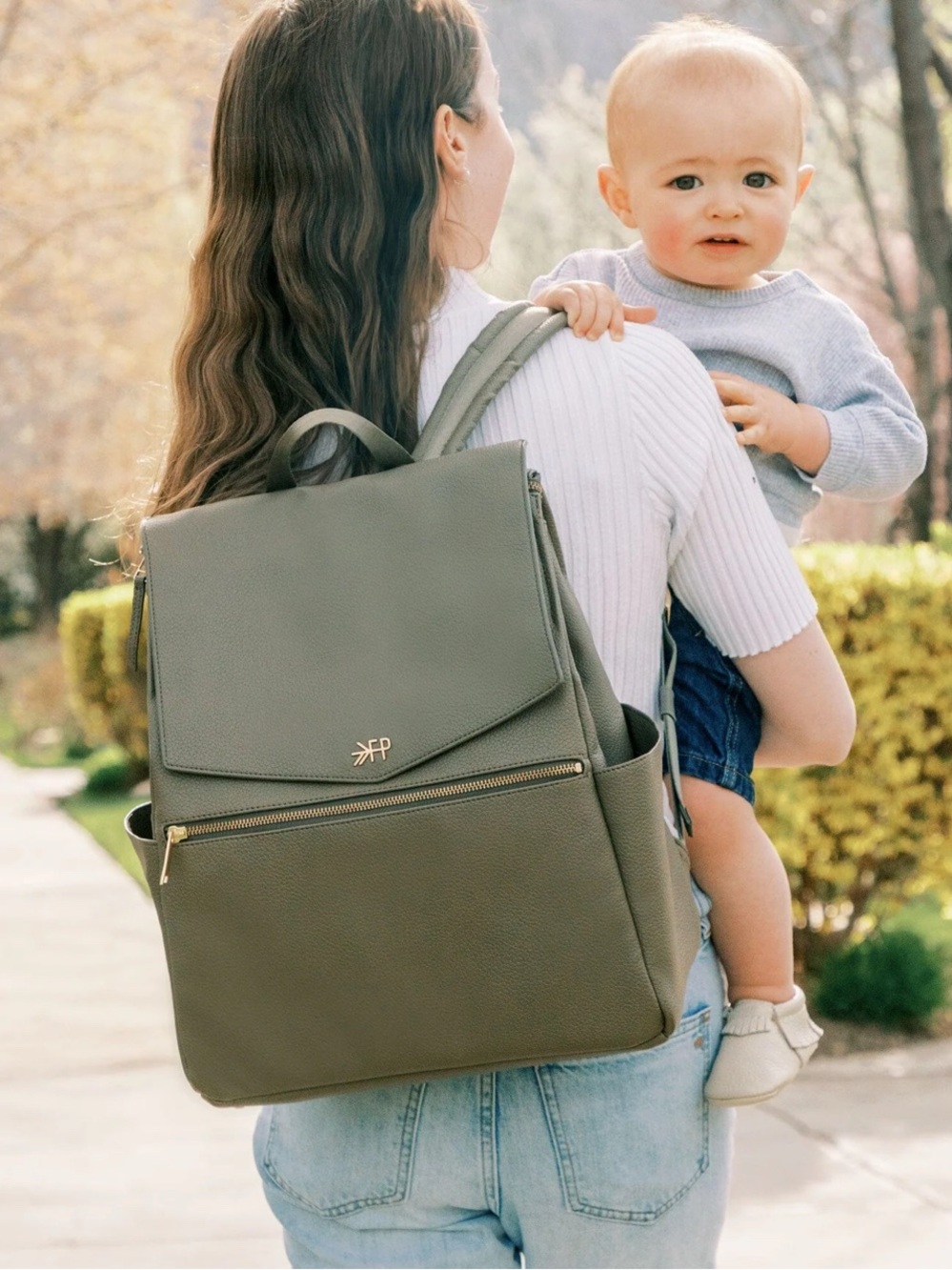 Freshly Picked Olive Green Pebbled Leather Convertible Backpack